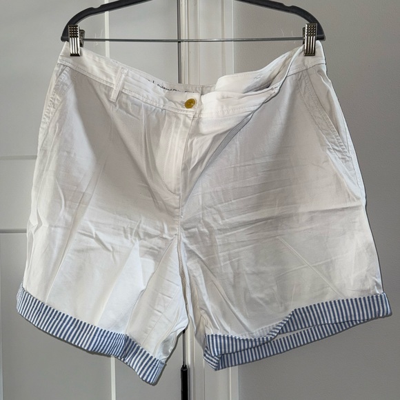 Talbots White Shorts with Blue Striped Hem - Picture 1 of 3